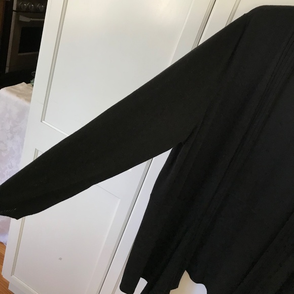 AVENUE Open Front Cascading Cardigan Black Women’s Size 22 24 - Picture 4 of 16
